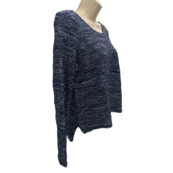 Orvis Women's XL Blue/White Crew Neck Linen Wool ViscoseSweater - Size XL - Picture 5 of 9